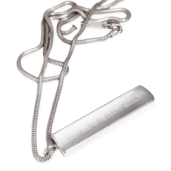 Authentic Rare Vintage Tiffany & Co. 925 Sterling Silver 1837 Bar Pendant - Picture 6 of 13